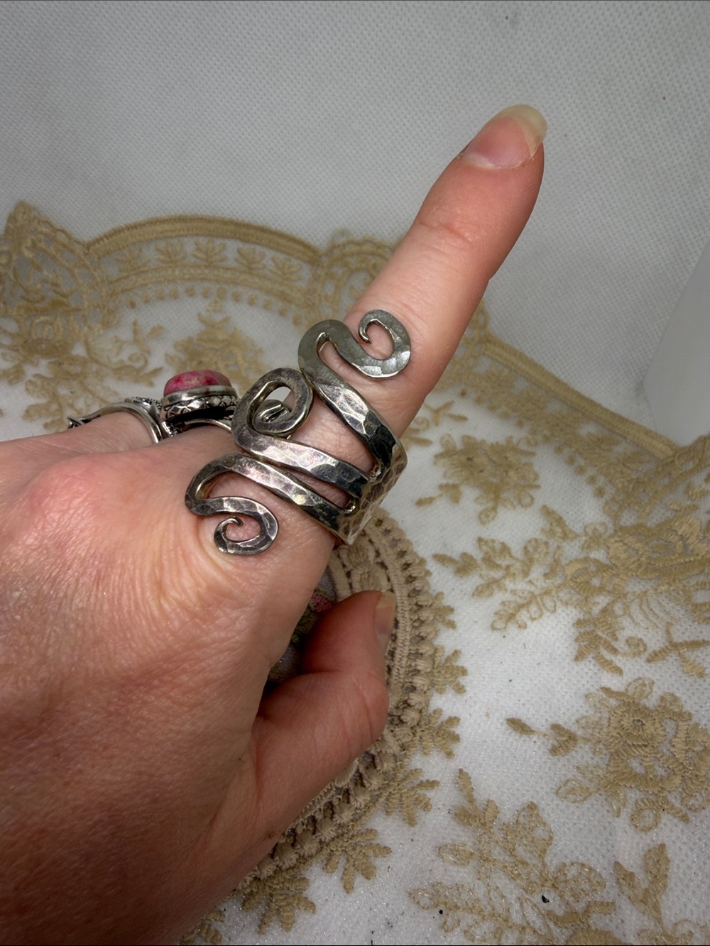 Vintage Silverplate Fork Art Sculptural Statement Ring Size 9.5 OOAK
